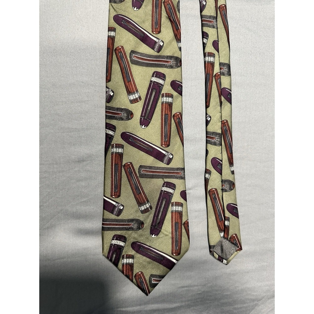 VTG Pierre Balmain Paris Pen Pattern‎ Silk Neck Tie Novelty